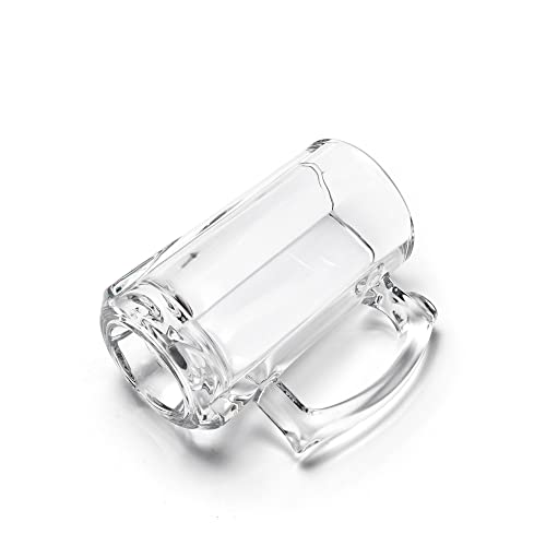 Tusapam Heavy Beer Mugs Set, 12.5Oz Glass Mugs With Handle, Beer Glasses For Freezer, 370Ml Beer Drinking Glasses, Traditional Stein For Bar, Alcohol, Beverages,Coffee, Teas, Set Of 2 #TOP3