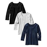 [ニッセン] インナーシャツ 秋 冬 綿１００％ベーシック長袖Ｔシャツインナー３枚組（男の子・女の子 子供服・ジュニア服） モノトーン系(杢グレー+紺+黒) 170