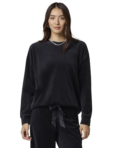 florence by mills Women's Velour Crewneck, Black, Large