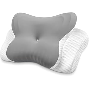 MISSCOZY Ergonomic Pillow for Side Sleeper-Orthopedic Cervical Pillow for Neck Pain, Anti Snore Sleep Apnea, Butterfly Memory Foam Neck Support Side/Back/Stomach Sleepers with Washable Cover(Grey