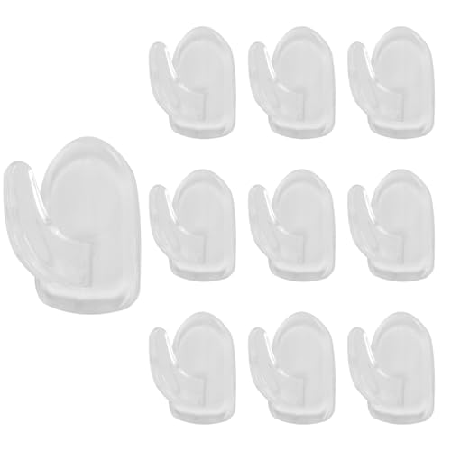 WHTCHSU 10 ganchos de pared adhesivos transparentes para colgar, ganchos transparentes reutilizables sin costuras, pequeños ganchos adhesivos acrílicos con adhesivo que no deja marcas para cocina,