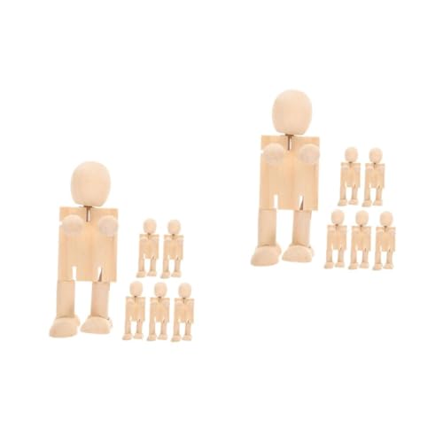 NUOBESTY 2 Juegos Robot De Madera Muñeca De Juguete Robot De Madera Figura Artista Maniquí Figura Madera Figura Humana Modelo De Madera Modelo Marioneta De Madera Personas De 6 piezas * 2