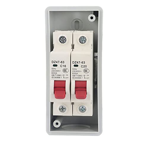 DZ47-63 Caja de Distribución Exterior Impermeable con 2 MCB - Tipo C Opciones: A: C6+C20, B: C16+C20, C: C20+C20 (C16+C20)