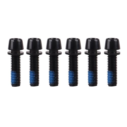 Image of Steel M5x18mm Bolts with Washer, Allen Hex Tapered Screw for Bicycle Stem, Pack of 6 (Black)