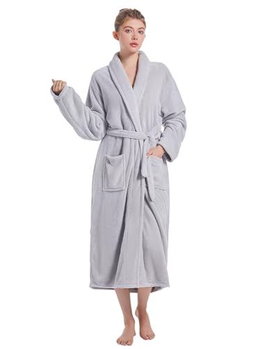 Image of Soft Robe For Women,Warm Plush Bath Robes Female,Spa Towel After Shower Lightweight Long Bathrobe
