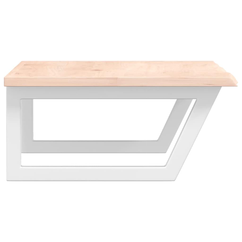 80 x 50 x 2 cm Vanity Countertop, Solid Oak Wood Bathroom Bathroom Sink Shelf with White Steel Trapezoid Brackets, Space Saving Wall-Mounted Design, 100kg Load Capacity for Small Bathrooms