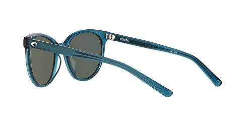 Costa Del Mar Women's Isla Polarized Round Sunglasses, Beige Transparent/Copper Silver Mirrored Polarized-580G, 53 Mm #TOP4