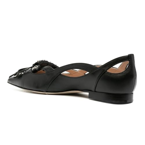 FSJ Women Multicolor Closed Pointed Toe Flats Cutout Tassel Slip On Softable Pumps Comfortable Party Dressy Shoes Size 4-16 US4