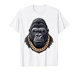 Design per gli amanti dei gorilla per uomini, donne, ragazzi, ragazze, bambini, mamma, papà, figlio, figlia, zia, zio, cugino, nonno, sorella, fratello, moglie, marito, famiglia e amici, camicia per gli amanti dei gorilla, maglietta Gorilla con catena, maglietta Gorilla in colletto.
