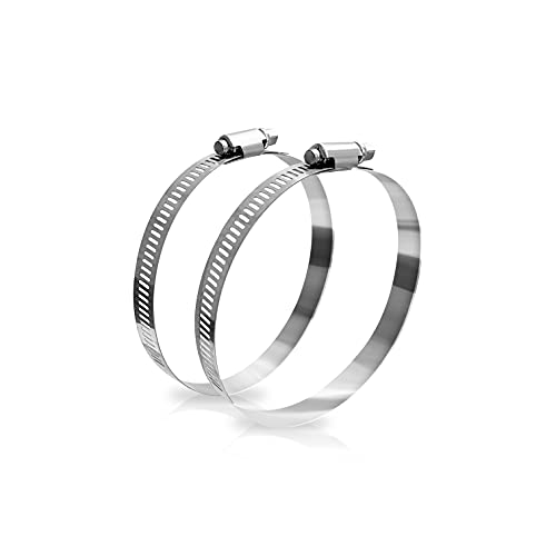 Tech Drive 6 Inch Duct Clamps For 6 Inch Hvac Air Ducting, Hoses, And Exhaust Ventilation - (2 Pack) Adjustable Stainless Steel Clamps For Plumbing Dryer Vent #TOP13