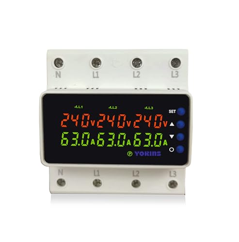 Image of YOKINS 3-Phase Automatic Over /Under Voltage Protector 63A 220VAC | Dual Working Mode | Overcurrent, Phase-Loss & Phase-Imbalance Protection (YD-6VA Meter)