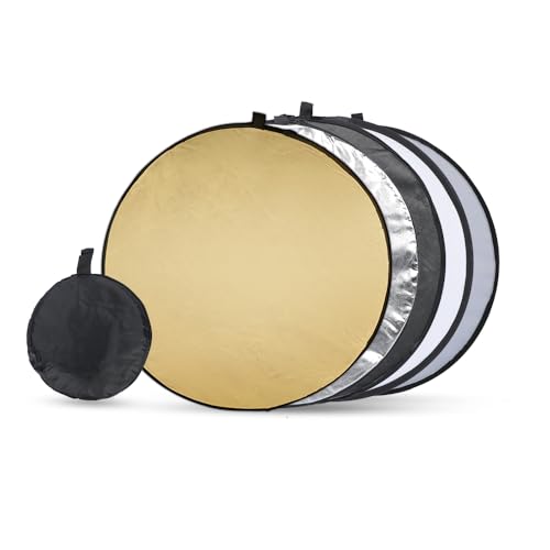 5 in 1 Reflektor - Multifunktionaler Faltreflektor 60cm - Hochwertiger Stoff - Bietet gleichmäßiges Licht und Reflexion - Für Fotografie, Studio,...