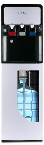 Powerful Cooling Bottom Loading Water Dispenser 3 Temp (Hot-Room-Cold) Water Dispenser Cold water below 8 for 5 Gallon Bottle with Automatic Water Filling and Dry Burning Prevention (White-A1)