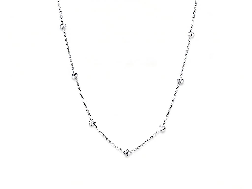 Collar Salia Gold Paris - Oro de 18 quilates - 2,18 gr - Cadena de oro blanco con cuentas facetadas brillantes - Valor refugio - Idea de regalo - Sello 750 - Certificado de autenticidad