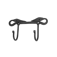 Renovators Supply Black Cast Iron Double Coat Hook Decorative Swan Design Hat Or Towel Wall Mount Dual Hooks Rust Resistant Powder Coat Finish Includes Mounting Hardware