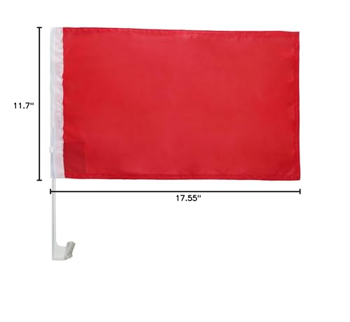 Image of Plain Red Car Flag 18'' x 12'' - Solid - Color Car flags 30 x 45cm - Banner 18x12 INCHES PLASTIC STICK - AZ FLAG
