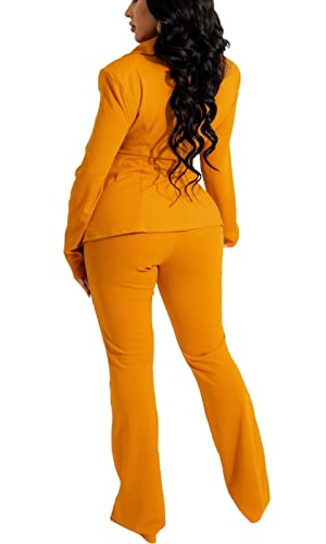 Bluewolfsea Women 2 Piece Outfits Work Casual Long Sleeve Open Front Blazer and Pants Set Ladies Business Suits Sets2