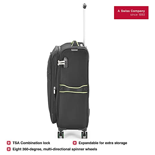 Image of WENGER Fiero-Pro Medium Softside Suitcase, 69 litres, Black /Green, Swiss Designed, 612095