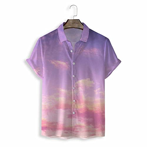 Chemise d'été boutonnée à imprimé tropical violet Aloha