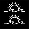 2 x 15 x 7 cm Sun and Wave Car Sticker Vinyl Sticker, Adhesive for Car Bumper, Window, Truck, Laptop - Beach Theme Vehicle Accessories|# AZ277 (White) #2