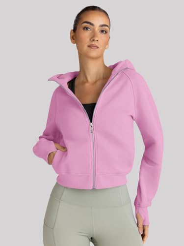 Image of Trendy Queen Womens Zip Up Hoodies Cropped Jackets Fall Clothes 2026 | Hooded Lightweight Fleece Lined Slight Stretch Material Comfort Travel Ariport Outfits Casual Y2k Sweatshirt Winter Fashion