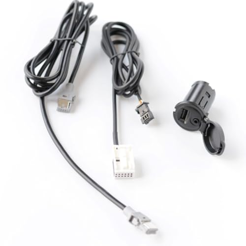 EasyByMall Prise audio AUX+USB avec rallonge de 150 cm pour 207/308 et Citroën C4 - Interface 12 broches + 4 broches, matériau ABS, OEM 96656713XT