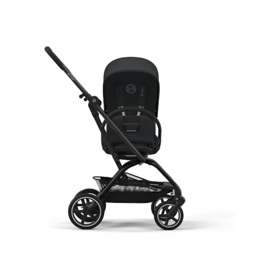 CYBEX Eezy S Twist +2 V2 Baby Stroller with 360° Rotating Seat for Infants 6 Months and Up - Compatible with CYBEX Car Seats, Magic Black, Black Frame