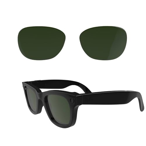 Image of HiBloks Replacement Lenses for Ray-Ban Meta Wayfarer (RW4008 Size L), UV Protection Sunglass Lens Set for Smart Glasses, Premium Lens Kit for Men & Women Driving, Cycling or Outdoor (Green)