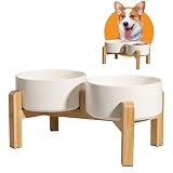Elevated Ceramic Dog Bowl, 3.6 Cups Dog Food and Water Bowl Set with Stand