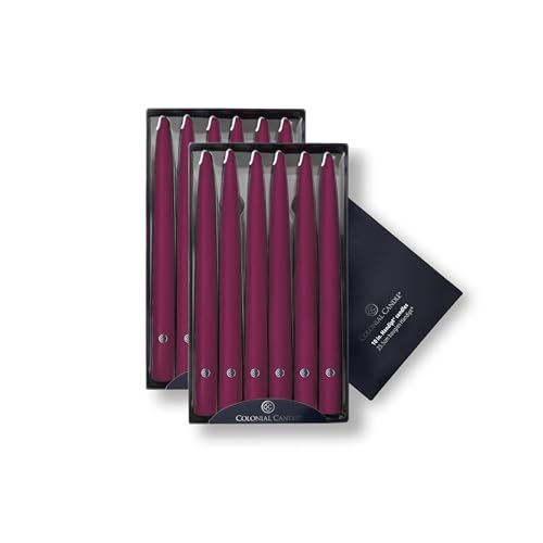 Image of Colonial Candle Unscented Taper Candle, Handipt Collection, Mulberry, 10 in, Pack of 12 - Up to 8 Hours Burn