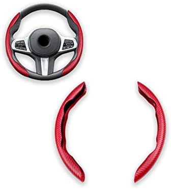 Steering Wheel Cover, Car Carbon Fiber Anti-Skid Steering Wheel Cover, Segmented Steering Wheel Protector Car Interior Accessories Suitable for Most Cars (Red)