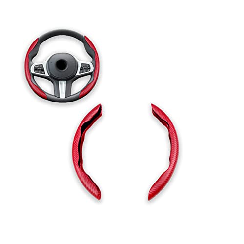 Steering Wheel Cover, Car Carbon Fiber Anti-Skid Steering Wheel Cover, Segmented Steering Wheel Protector Car Interior Accessories Suitable For Most Cars (Red) #TOP1