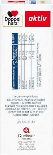 Doppelherz Magnesium + Calcium + Kalium - hochdosiertes Magnesium als Beitrag für die normale Muskelfunktion und das Elektrolytgleichgewicht - 100 Tabletten