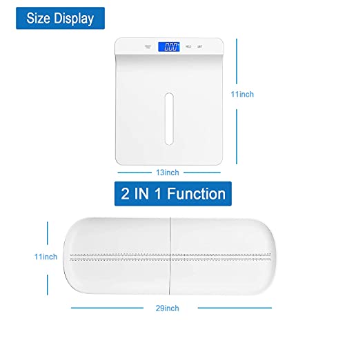 Asibt Baby Scale With Tape Measure, Multipurpose Pet/Digital Baby Scale, Digital Weight Max (70Cm) With Height Tray, Accurate Measurement Weight Max (220Lbs), Height Tracking Max (29In) #TOP4