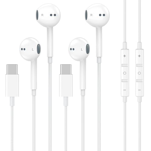[Apple MFi Certified] USB C Headphones Wired for iPhone 17 16 15, 2 Pack Type C Earphones with...