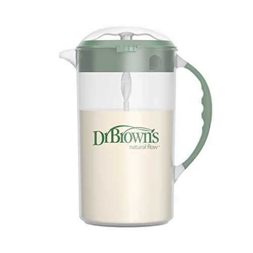 Image of Dr. Brown's Baby Formula Mixing Pitcher with Adjustable Stopper, Locking Lid, & No Drip Spout, 32oz, BPA Free, Olive