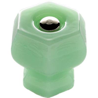 Depression Era Hexagonal Jadeite Green Glass Drawer Knob | Diameter: 1" | Handle for Antique Cabinet Door, Dresser Drawer, Desk | Reproduction Furniture Hardware | DK1-GMG