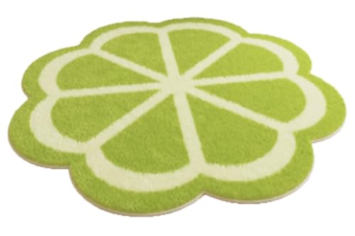 DYElite 丸型ラグ かわいい 花柄 小さめ 滑り止め付き 和風 玄関マット 洗える ラグマット (イエロー, 100cm) (ライムグリーン,100*100cm)