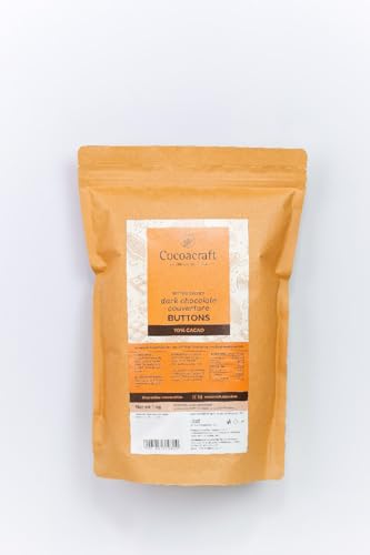 Image of Cocoacraft 70% Bittersweet Dark Chocolate Couverture Buttons (1KG) | 100% Natural | Handmade Artisanal Couverture from Kerala | Used For Making Chocolates, Cake Toppings.