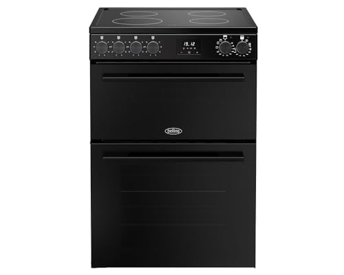 Belling 60cm wide Double Oven BEL FSA VISION 60E Electric Cooker with Ceramic Hob - Black - A Rated