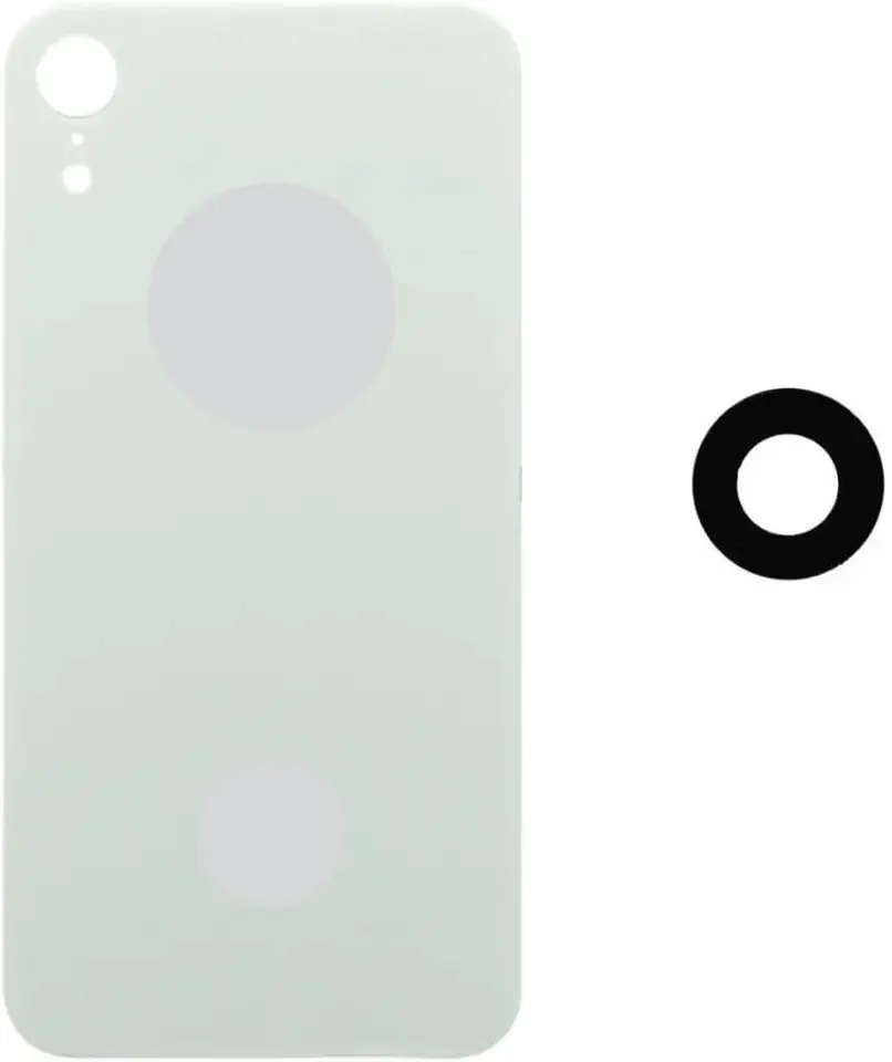 Tampa Traseira de Vidro para iPhone XR com Lente de Câmera, Branco