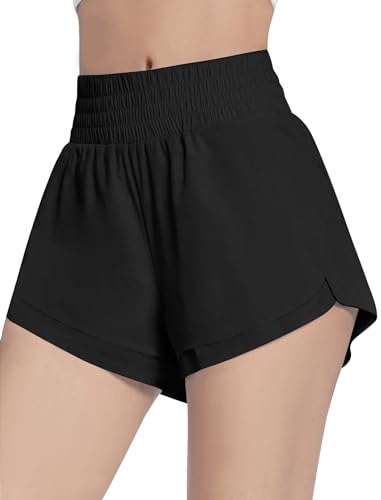 EXARUS Girls Athletic Running Shorts Dolphin Side Slit Flowy with Pockets High Waisted Short Workout Sports for Kids