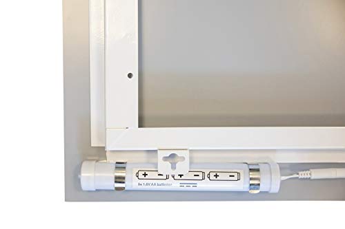 Bathroom Wall Mounted Mirror with LED Light - Vanity Shaving Make Up Mirrors with Push Switch - 60 x 40cm - Battery Operated, No Wiring Required!