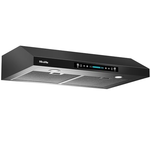 30 Inch Under Cabinet Range Hood with 900-CFM,4 Speed Gesture Sensing&Touch Control Panel,Stainless Steel Kitchen Vent（Black）