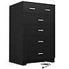 FJTJBSI Dresser with Power Outlets Wooden 6 Drawer Dresser with Large Organizer Black Tall Storage Organizer with Smooth Metal Rail Modern Chest of Drawers Closet for Bedroom Hallway