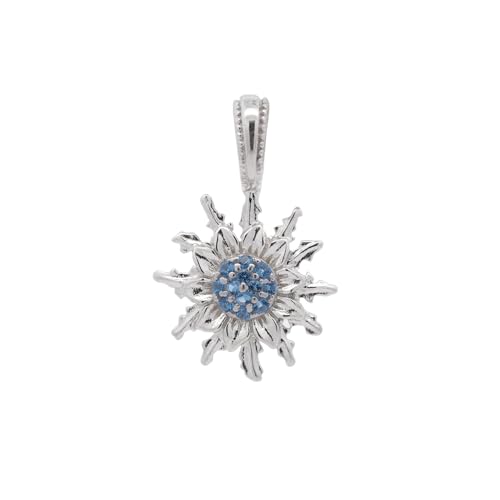 EGUZKILORE - Colgante Eguzkilore 14mm de Plata de primera Ley 925 con Circonitas Azules - Colgante de plata para mujer - Colgante Vasco