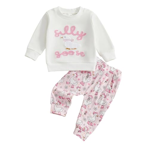 Toddler Baby Girl Fall Outfit Infant Goose Print Sweatshirt Tops and Jogger Pants 6 12 18 24M 2T Girl Clothes