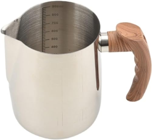 Jarra de espuma de leite em aço inoxidável, jarra de leite, copo de flores com escala, copo comercia