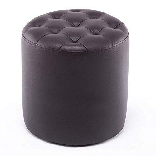 Banco almacenaje Cuero Tapizado Puf Taburete OtomanoPuf Reposapiés Madera Maciza Cuero Sala De Estar Mesa De Centro Banco Pequeño-d 34x34x35cm(13x13x14inch)