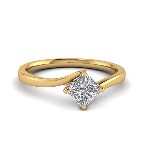 Anillo de diamantes con engaste de cometa antienclajes en oro amarillo tallas grandes y pequeñas